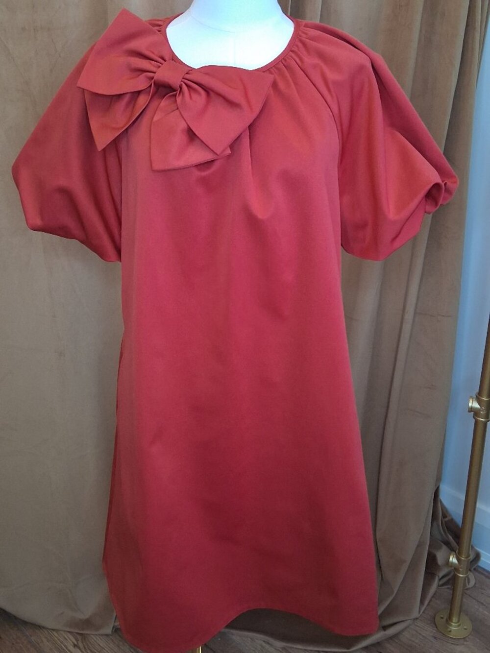 Kate Spade - Red Puff Sleeves Bow "Dorothy" Dress Size S